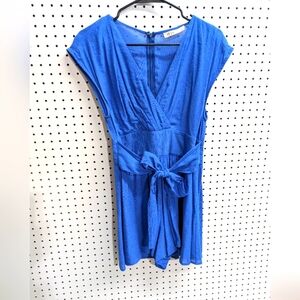 Blue Sleeveless Romper Dress